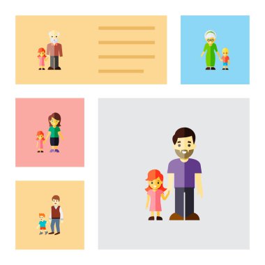 Simge düz insanlar kümesi İngitere, torun, kardeşler vektör nesneleri. Ayrıca aile, baba, İngitere öğeleri içerir.