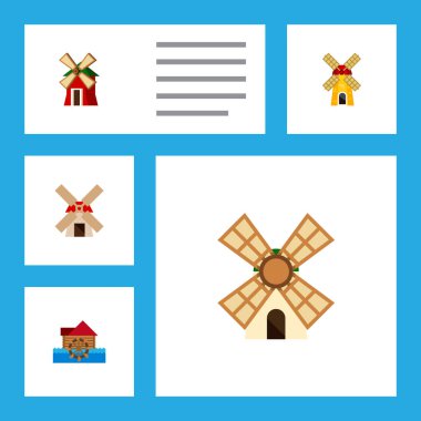 Rüzgar enerjisi, türbin, güç ve diğer vektör nesneleri simge düz enerji seti. Ayrıca yel değirmeni, çiftlik, güç öğeleri içerir.