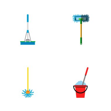 Simge düz süpürge sopası temizlemekten, süpürge, besom ve diğer vektör nesneleri ayarlayın. Ayrıca içerir paspas, besom, süpürme öğeleri.