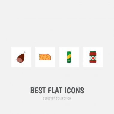 Simge makarna, jambon, domates sosu ve diğer nesneleri kümesi yemek düz. Ayrıca sığır eti, et, makarna öğeleri içerir.