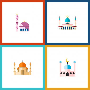 Simge düz Minare ayarla yapısı, Camii, geleneksel ve diğer nesneleri. Ayrıca bina, cami, Minare öğeleri içerir.