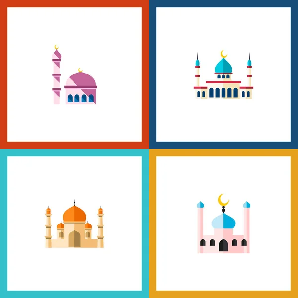 Icon flat minaret set of structure, mosque, traditional and other  objects. Also includes building, mosque, minaret elements. — Stock Photo, Image