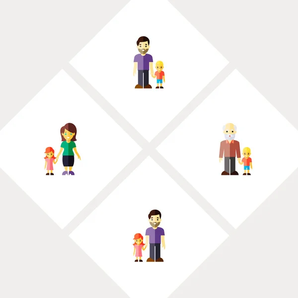 Pictogram platte familieleden van opa, moeder, dochter objecten instellen Ook familie, dochter, vader elementen. — Stockfoto