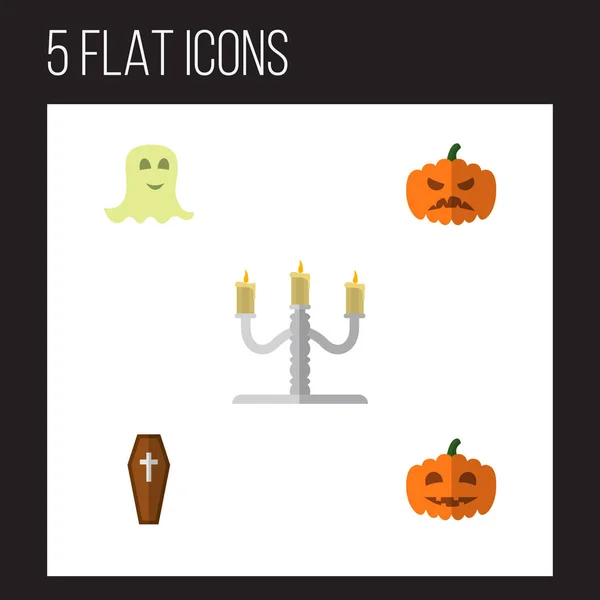 Icon flat festival set of gourd, coffin, specter and other  objects. Also includes gourd, halloween, pumpkin elements.