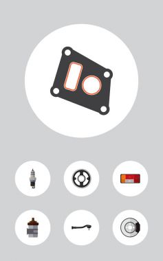 Simge düz otomatik, stop lambası, küresel ortak ve diğer vektör nesnelerini ambalaj olarak ayarlayın. Ayrıca içerir yanma, Araba, kıvılcım elemanları.