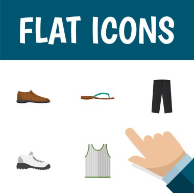 Simge düz elbise erkek ayakkabı, lastikbotlar, kolsuz tank ve diğer vektör nesneleri ayarlayın. Ayrıca footware, flop, lastikbotlar öğeler içerir.