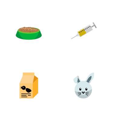 Simge düz hayvan serçe yemek, tavşan, tavşan beslenme ve diğer vektör nesnelerini ayarlayın. Ayrıca gıda, tavşan, tavşan öğeleri içerir.