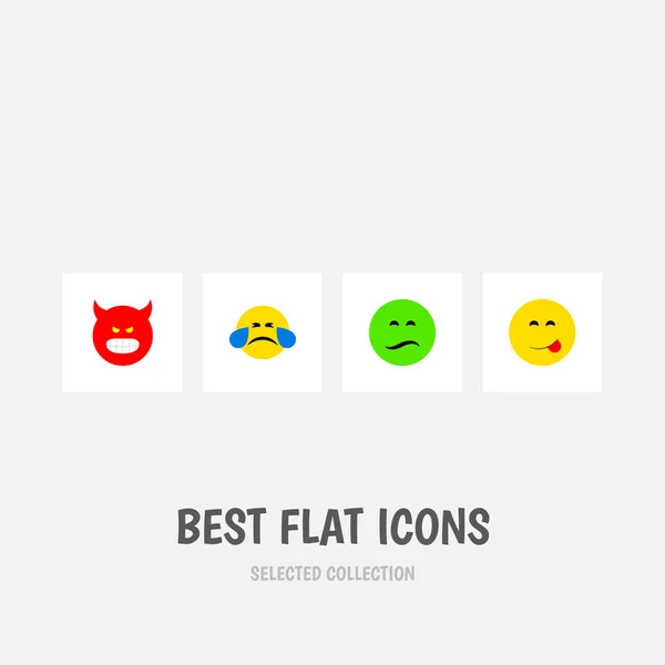 Icon flat gesture set of angry, sad, tears and other vector objects. Also includes sad, emoji, pouting elements. — Stock Vector