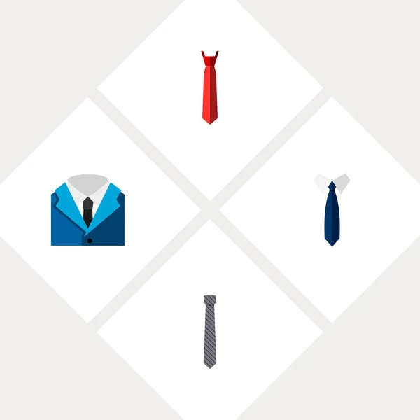 Icono conjunto de ropa plana de corbata, sastrería, camisa y otros objetos de vectores. También incluye corbata, ropa, elementos de sastrería . — Vector de stock