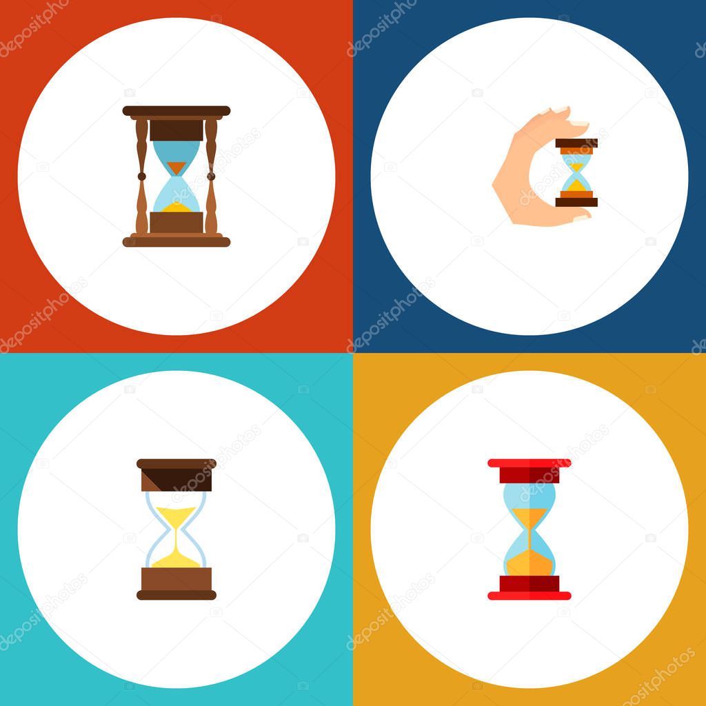 Icon flat sandglass set of sand timer, clock, measurement vector objects. Also includes timer, hourglass, sand elements.