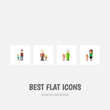 Simge düz insanlar koymak kardeşler, kiremit, büyükanne nesneleri. Ayrıca aile, büyükbaba, büyükanne öğeleri içerir.