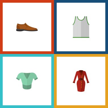 Simge düz elbise bluz, elbise, kolsuz tank ve diğer vektör nesneleri kümesi. Ayrıca elbise, kolsuz, singlet unsurları içerir.