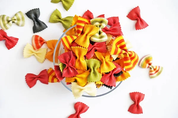 Funny Multicolored Pasta Beautiful Pasta Form Butterfly Original Italian Pasta — Stock Photo, Image