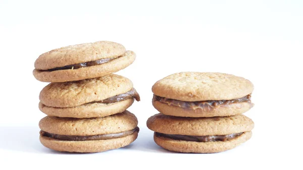 Biscuits Avoine Avec Lait Condensé Isolé Sur Fond Blanc — Photo