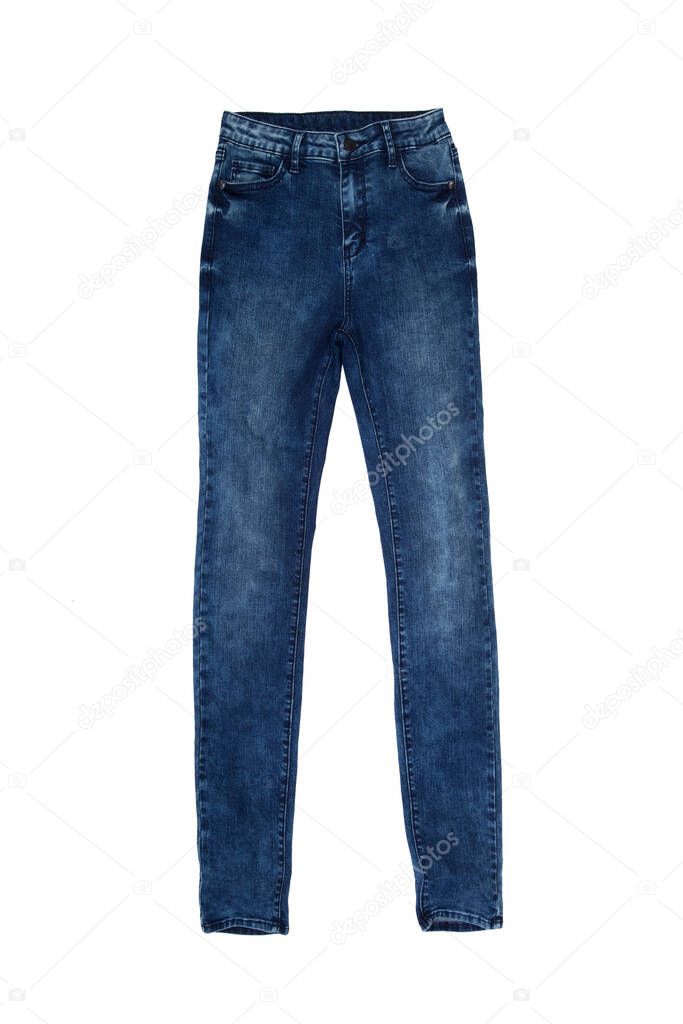 Women s jeans on a white background.