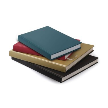 Beyaz arkaplan üzerine kitap yığını