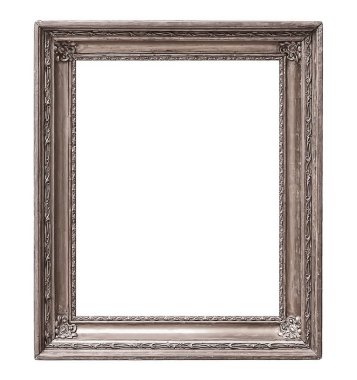 gümüş çerçeve beyaz arkaplanda izole edildi