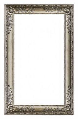 gümüş çerçeve beyaz arkaplanda izole edildi