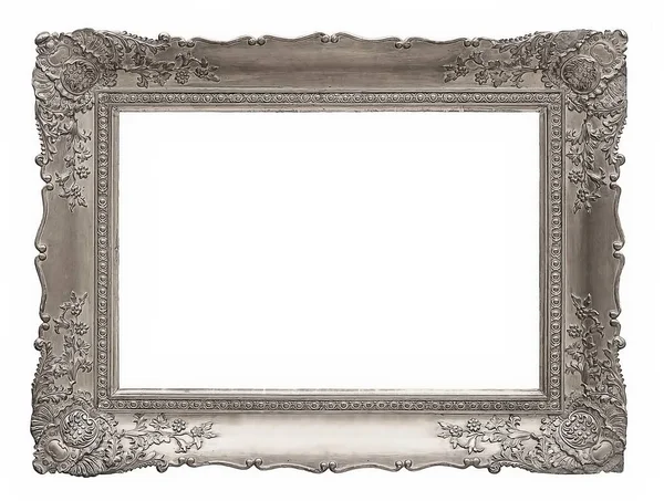 Zilveren frame geïsoleerd op witte achtergrond — Stockfoto