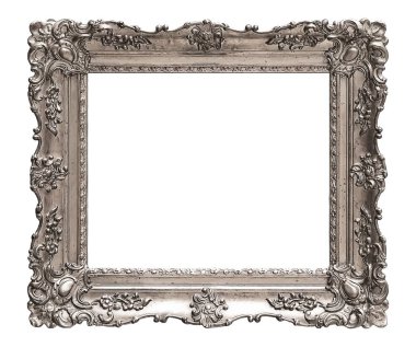 gümüş çerçeve beyaz arkaplanda izole edildi