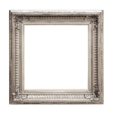gümüş çerçeve beyaz arkaplanda izole edildi