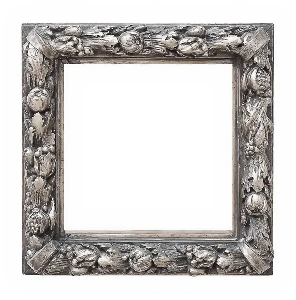 Zilveren frame geïsoleerd op witte achtergrond — Stockfoto