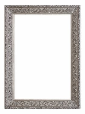 gümüş çerçeve beyaz arkaplanda izole edildi