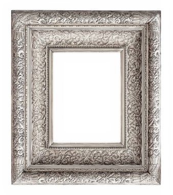 gümüş çerçeve beyaz arkaplanda izole edildi