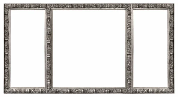 白色背景上孤立的银相框 — 图库照片