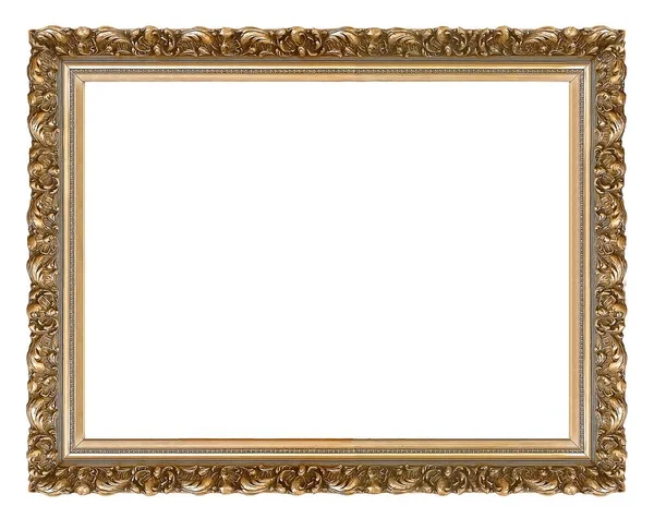 Золота рамка для шедеврів на білому тлі — стокове фото