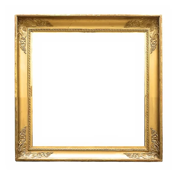 Złoty Stelaż do arcydzieł na białym tle — Zdjęcie stockowe