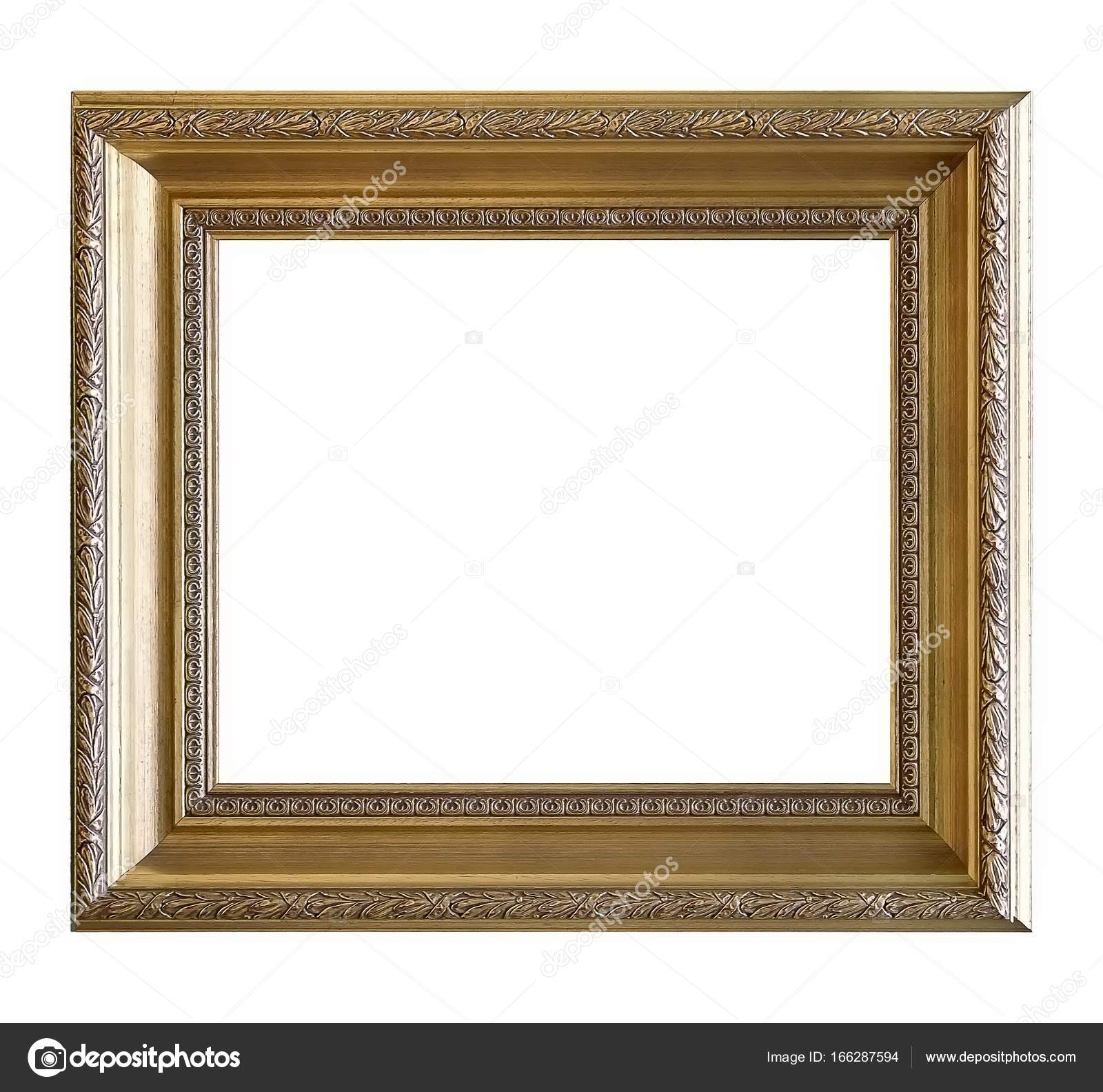 Gold frame for masterpieces on a white background — Stock Photo
