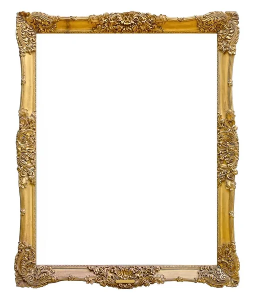Moldura de ouro para obras-primas em um fundo branco — Fotografia de Stock