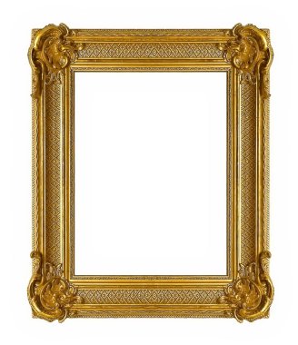 Beyaz bir arka plan üzerinde başyapıtlarından için altın çerçeve