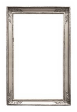 Beyaz bir arka plan üzerinde başyapıtlarından için gümüş çerçeve