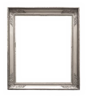 Beyaz bir arka plan üzerinde başyapıtlarından için gümüş çerçeve