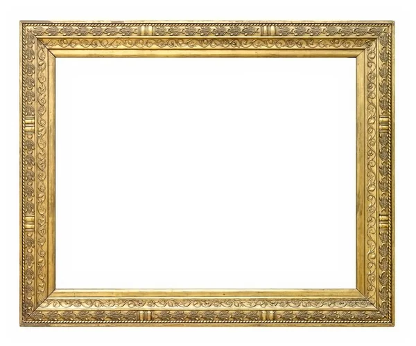 Moldura de ouro para obras-primas em um fundo branco — Fotografia de Stock