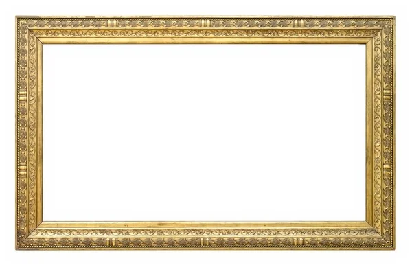 Zlatý rám pro mistrovská díla na bílém pozadí — Stock fotografie
