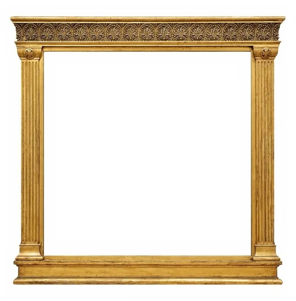 Золотая рамка для шедевров на белом фоне — стоковое фото