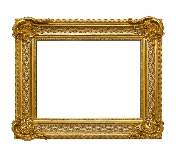 Золота рамка для шедеврів на білому тлі — стокове фото