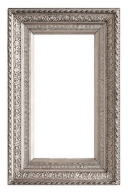 Beyaz bir arka plan üzerinde başyapıtlarından için gümüş çerçeve