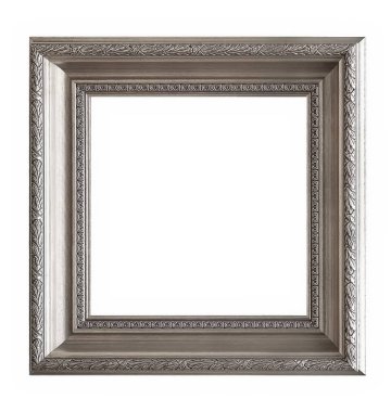 Beyaz bir arka plan üzerinde başyapıtlarından için gümüş çerçeve