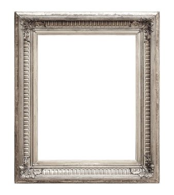 Beyaz bir arka plan üzerinde başyapıtlarından için gümüş çerçeve