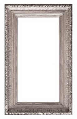 Beyaz bir arka plan üzerinde başyapıtlarından için gümüş çerçeve