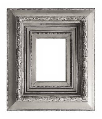 Beyaz bir arka plan üzerinde başyapıtlarından için gümüş çerçeve