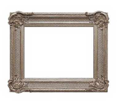 Beyaz bir arka plan üzerinde başyapıtlarından için gümüş çerçeve