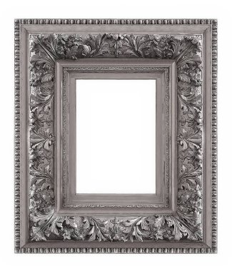 Beyaz bir arka plan üzerinde başyapıtlarından için gümüş çerçeve