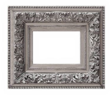 Beyaz bir arka plan üzerinde başyapıtlarından için gümüş çerçeve