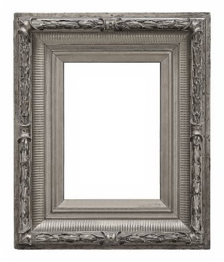 Beyaz bir arka plan üzerinde başyapıtlarından için gümüş çerçeve