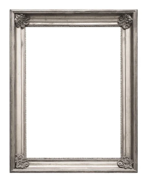 Серебряная рамка для шедевров на белом фоне — стоковое фото